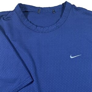 VTG‎ Nike Sphere Dri-Fit Tech Tee Navy/Gray Check Rare Y2K Performance Medium